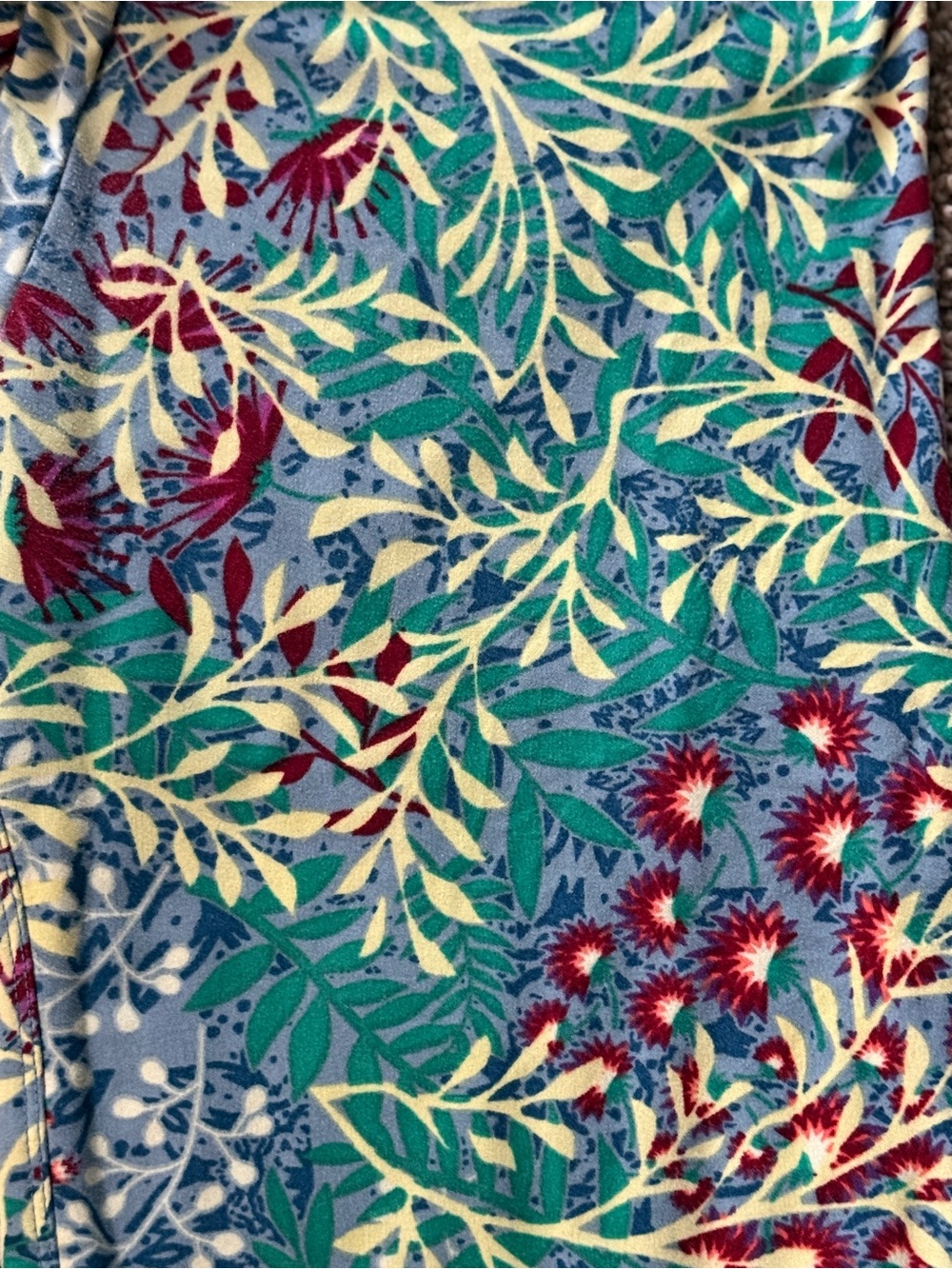 LuLaRoe leggings Floral Leaf Print Scarf in Teal and Yellow - Picture 2 of 3
